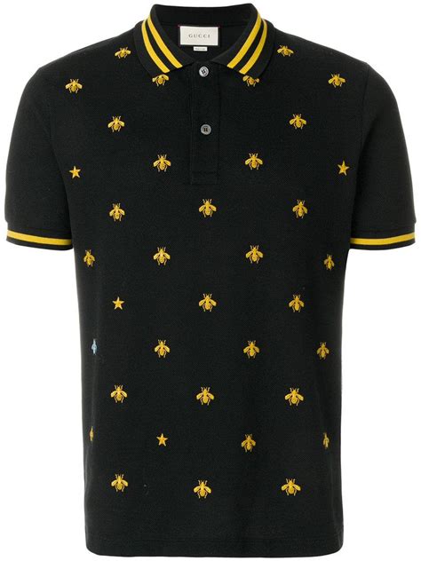 gucci black polo shirt fake|gucci bee embroidered polo shirt.